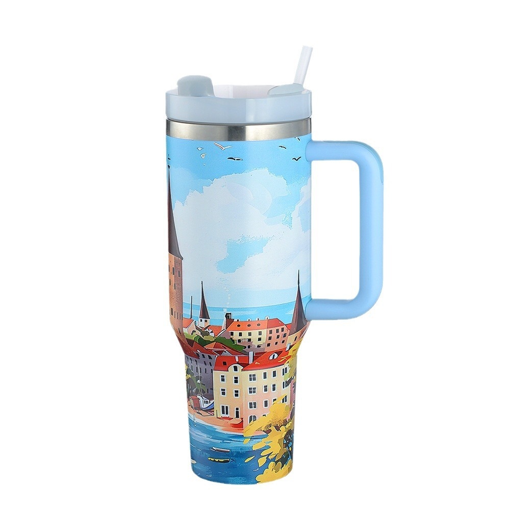 Una taza de automóvil transfronteriza 40 304 taza de acero inoxidable Big Mac de gran capacidad de taza de hielo 5D taza de agua