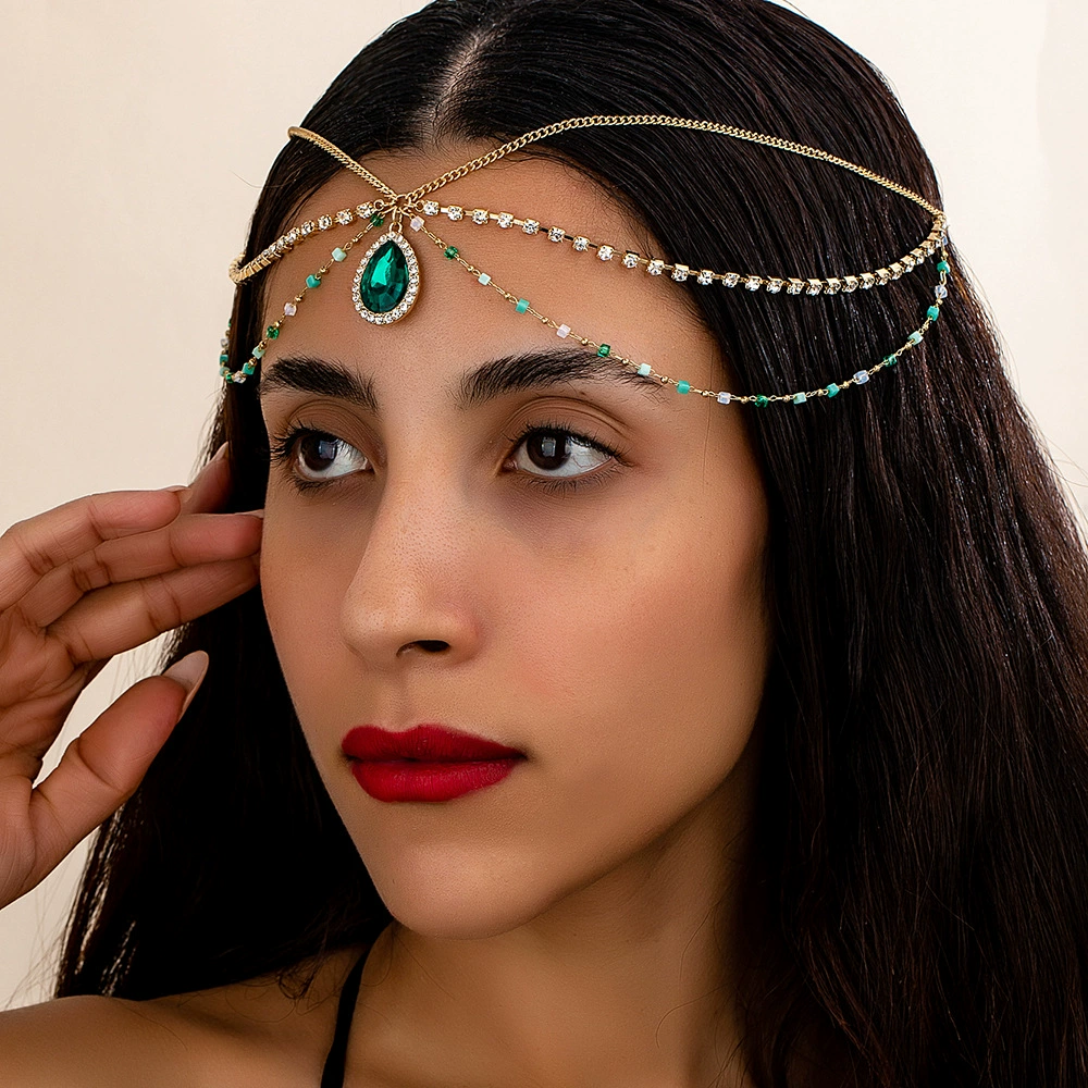 Европейский и американский трансграничный тренд новая богемная кисточка экзотическая головная цепочка с бриллиантами Изумрудные украшения для волос