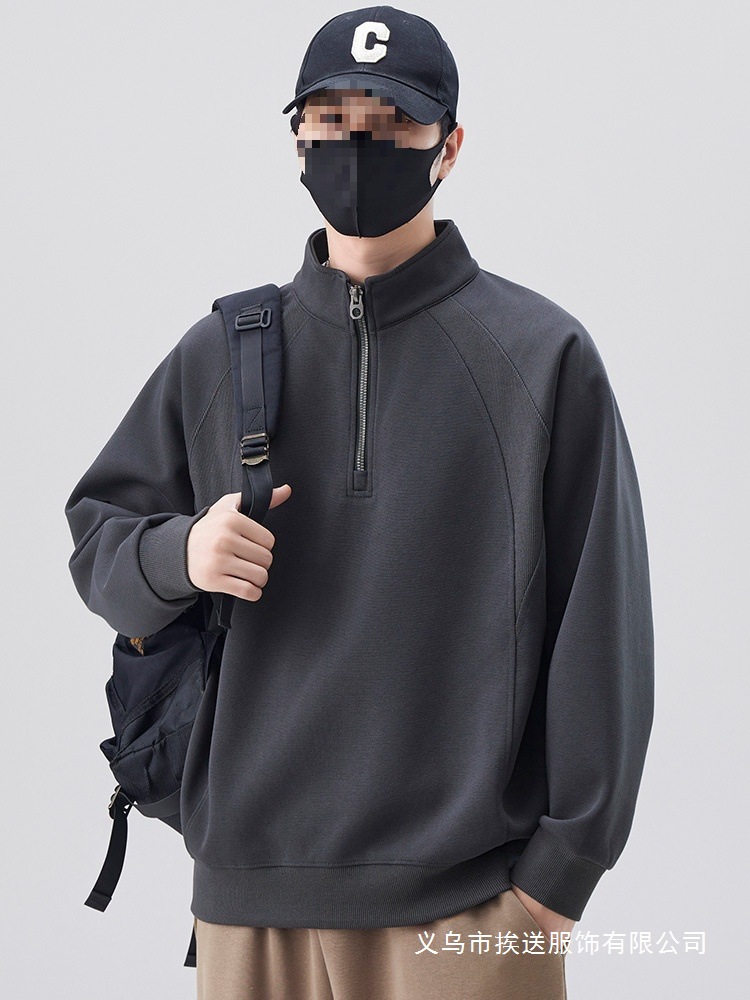 半拉链立领卫衣男款春秋季2025新款潮男生长袖打底衫男士春装批发