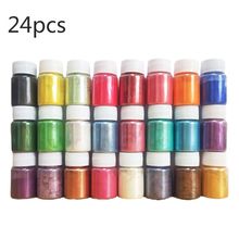 24 Pcs DIY Handmade Pearlescent Mica Powder Epoxy Resin Dye