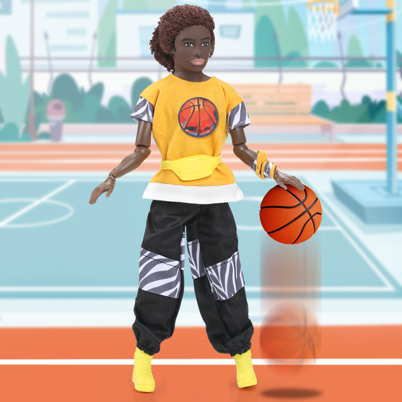 6-Point Barbie Black Couple Sports and Leisure Male and Female Foreign Trade New Multi-Scenario African Dolls