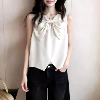 温柔风蝴蝶结无袖背心2026春夏高级感百搭显瘦上衣漂亮减龄小衫女