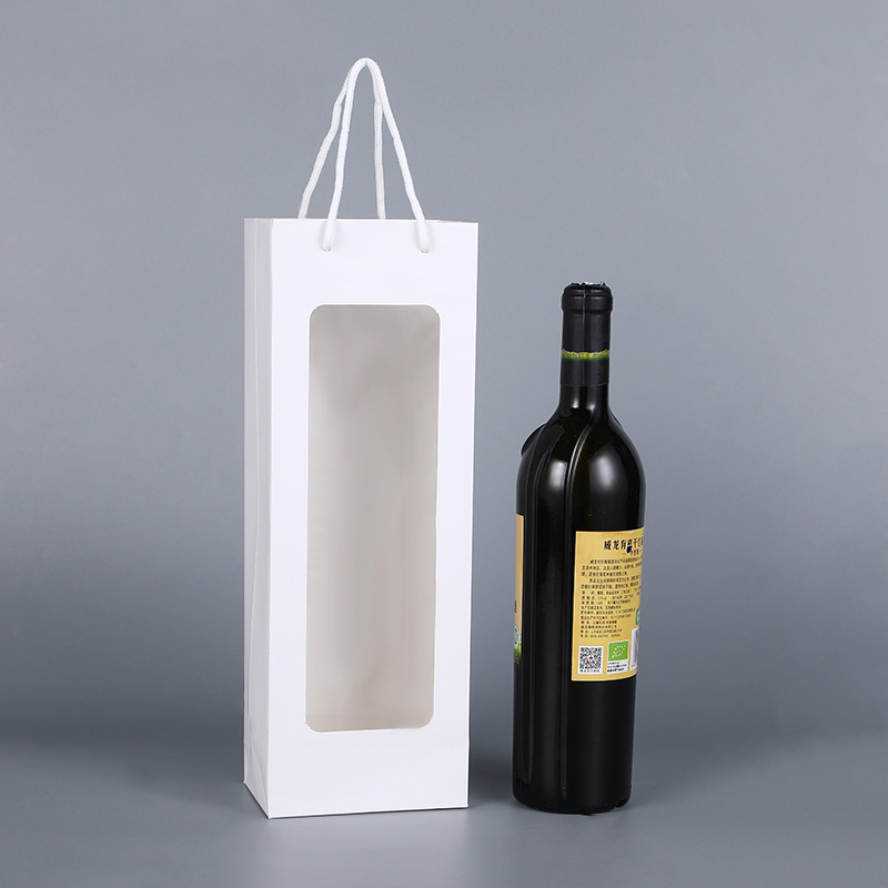 Nuevo solo vino tinto bolsa de regalo portátil ventana abierta de papel Kraft bolsa de papel bolso transparente bolsa de regalo rectangular