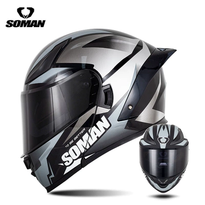 Electric Vehicle Flip-Up Helmets for — Motosiklet kaskı (dəbilqə) - silver-gray-fantasy-with-dark-tea-s