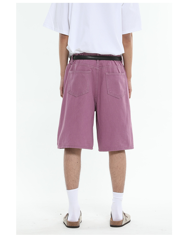 Men's Clothing Men's Casual Wide Leg Five Point Shorts Denim Colorful Loose Straight Leg Half Elastic Waist Summer Style_mkmklike.com