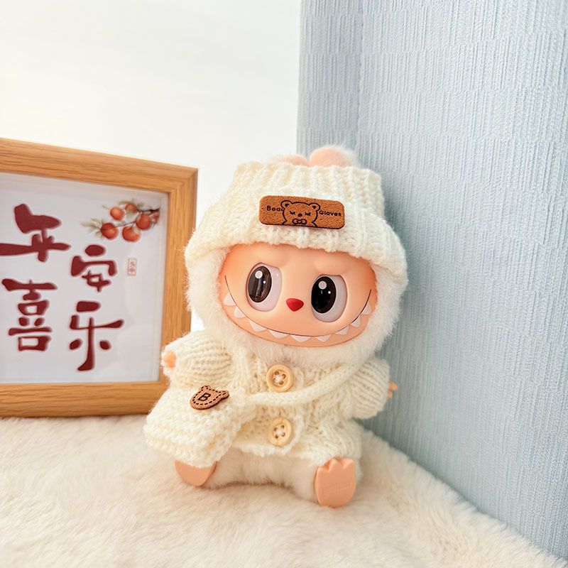 Solo ropa] Llavero de primera y segunda generación Labubu colgante de ropa Rabubu ropa de bebé suéter de punto traje de sombrero