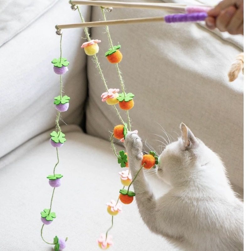 厂家批发硕果累累彩球链条柿子葡萄逗猫棒自嗨解闷宠物小猫咪玩具|undefined
