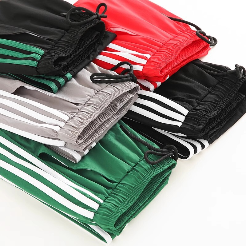 Three Bar Sports Pants Men's Summer Trendy Slim-fit Straight-leg Teenager School Pants Quick-drying Leg-toe Casual Ankle-length Pants