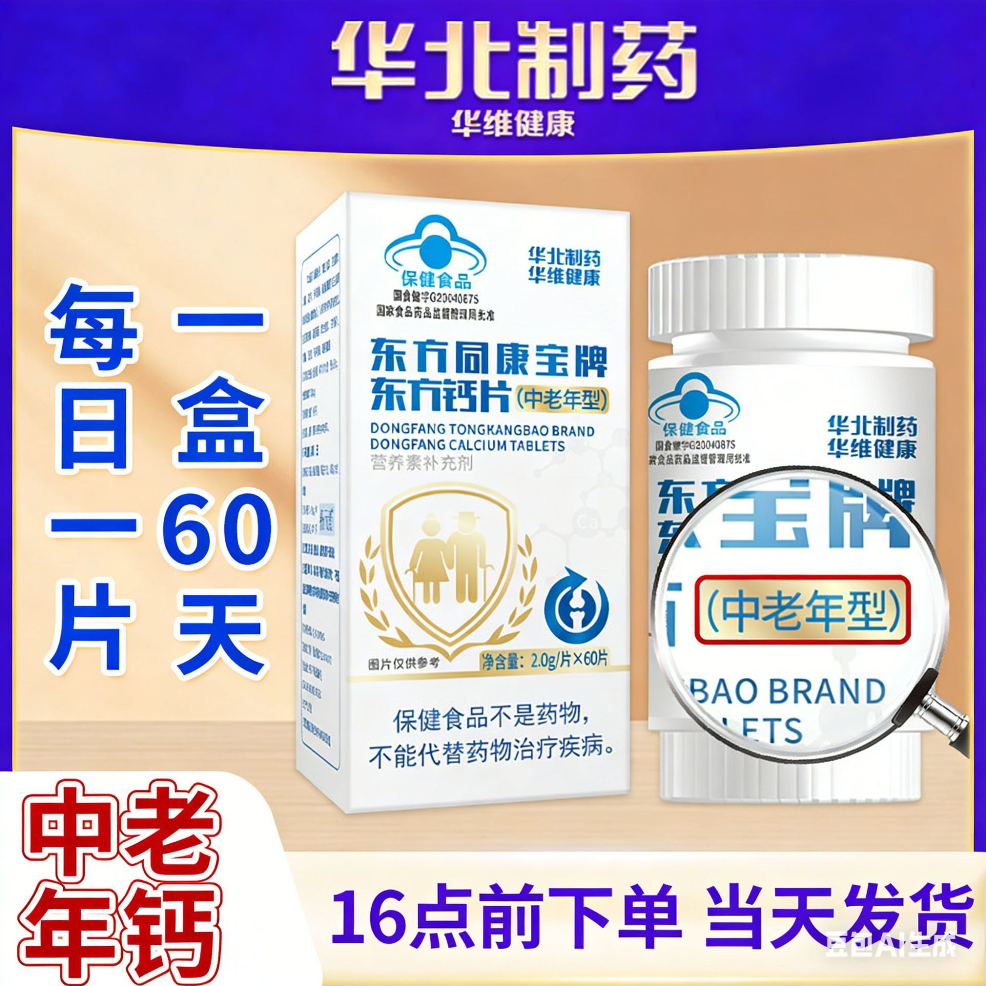 华北中老年钙片 钙维生素D【美迪坷尔专属】