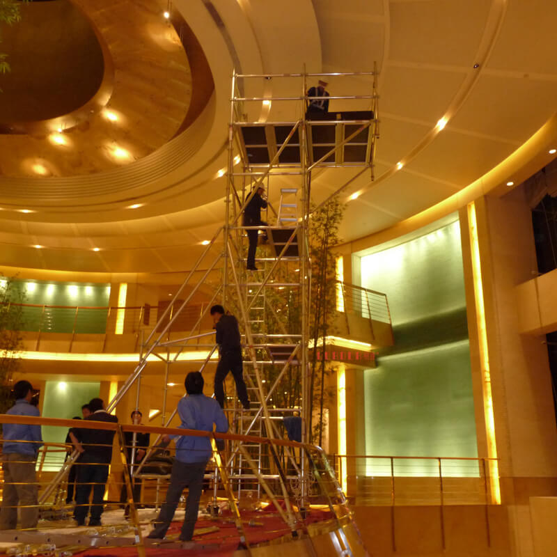 礼堂灯饰维修工作架 组合式圆盘铝架 安全可靠 艺达工厂物流直达