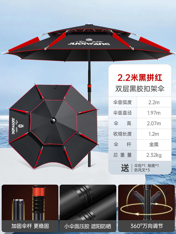 2025新款钓鱼伞户外专用拐杖大钓伞防暴雨加厚防晒防雨垂钓遮阳伞|undefined