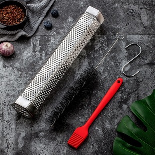 12 inch 304 stainless steel smoked tube BBQ smoked box diamond fruit wood barbecue tools
