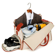 多功能大容量行李袋可折叠西装包防水旅行包pu收纳衣服户外健身包