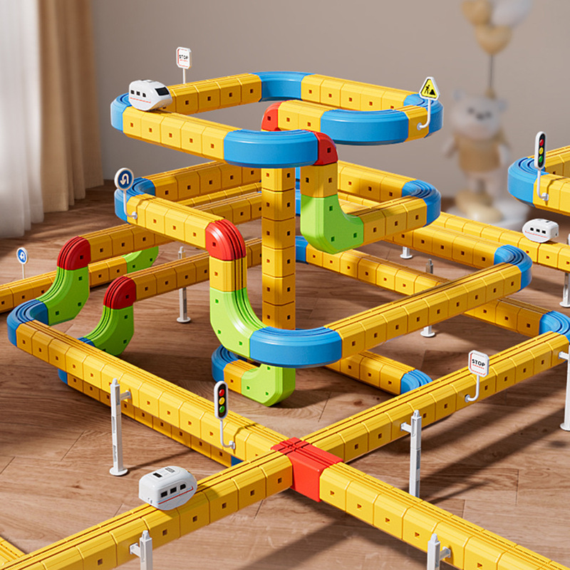 Children's Electric Suspended High-Speed Rail Three-Dimensional Gear DIY Electric Track Car Anti-Gravity Building Block Gift Box Assembly Toy