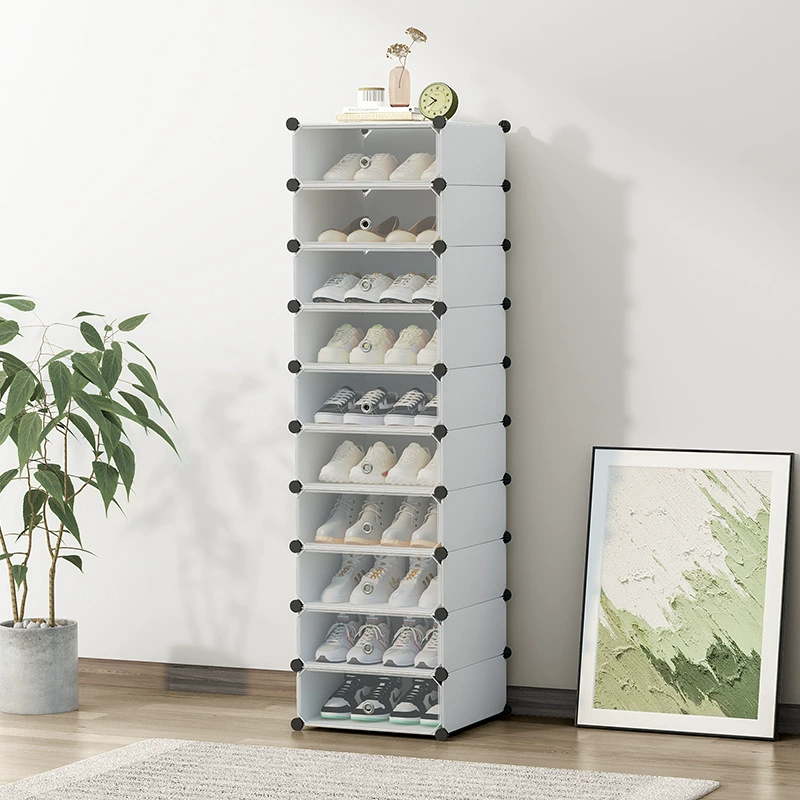 Простой обувной шкаф 10 слоев пластика экономичная сборка пыленепроницаемая современная стойка для обуви Многофункциональный шкаф для хранения обуви в общежитии