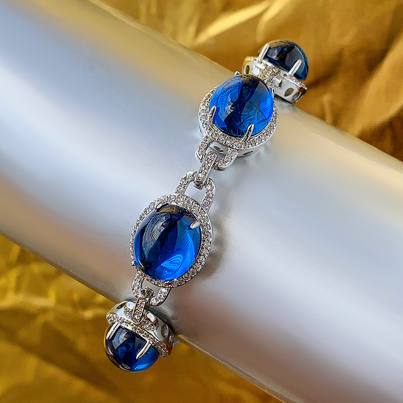 2024 nueva joyería Zhuang Shengsheng, calcedonia verde, simulación fluorescente, corindón, pulsera ovalada, venta al por mayor femenina 10*12