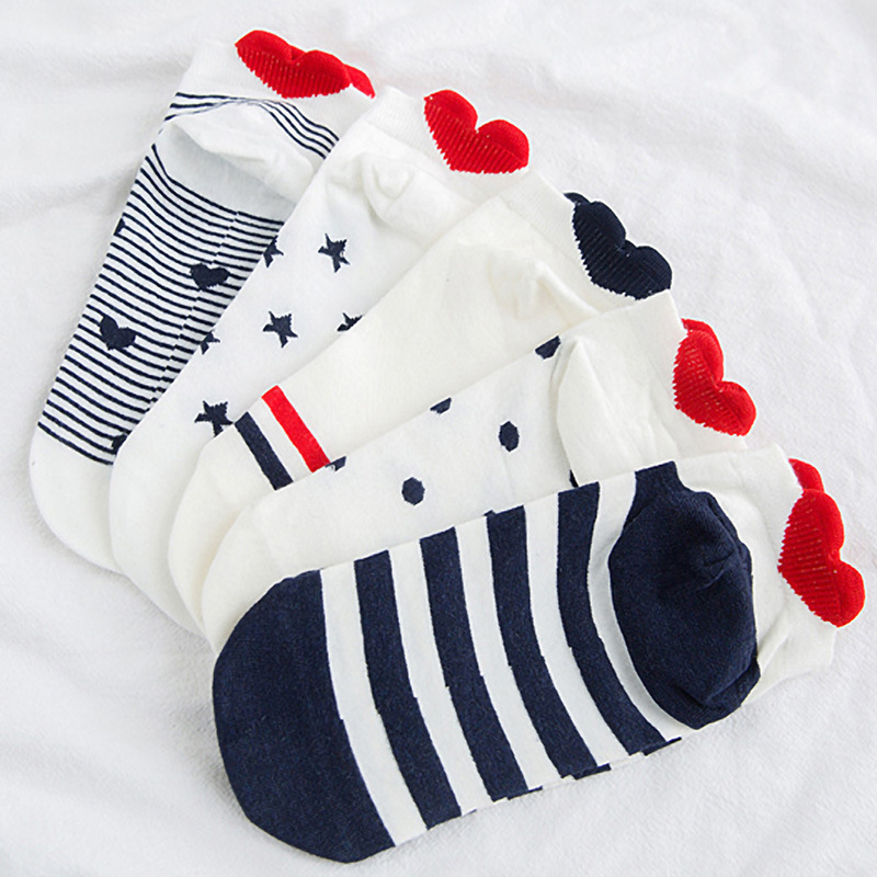 Women Funny Ankle Socks Novelty Fashion Cartoon High Heel Low Cut Socks Cute Print Summer Cotton Short Socks