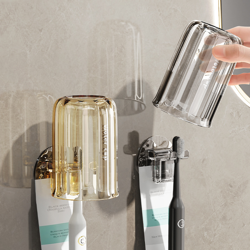 Taza de dientes cepillo de dientes tipo pared sin perforación inodoro aparatos dentales eléctricos enjuague bucal porta taza conjunto familiar