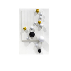 2F Stainless Steel Ball Art Installation Entrance Decorative Painting Vertical Version Modern Minimalist 3D Leather Luxury Corridor Wall Hanging