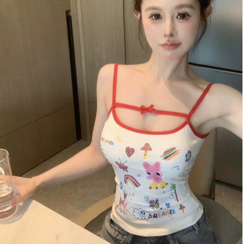 Сладкий и пряный ветер бант мультфильм граффити камзол жилет чисто сексуальный