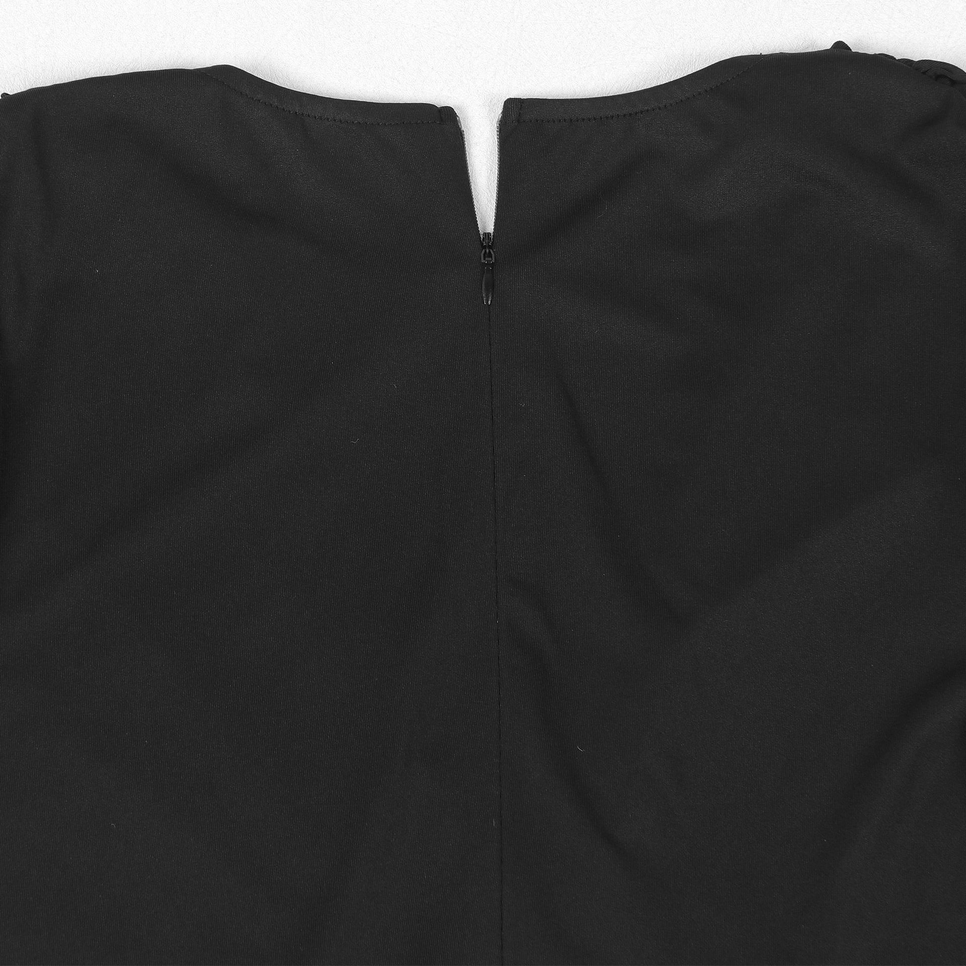 Sexy Drilling V neck Stitching See through Sleeve Hip Stretch Dress