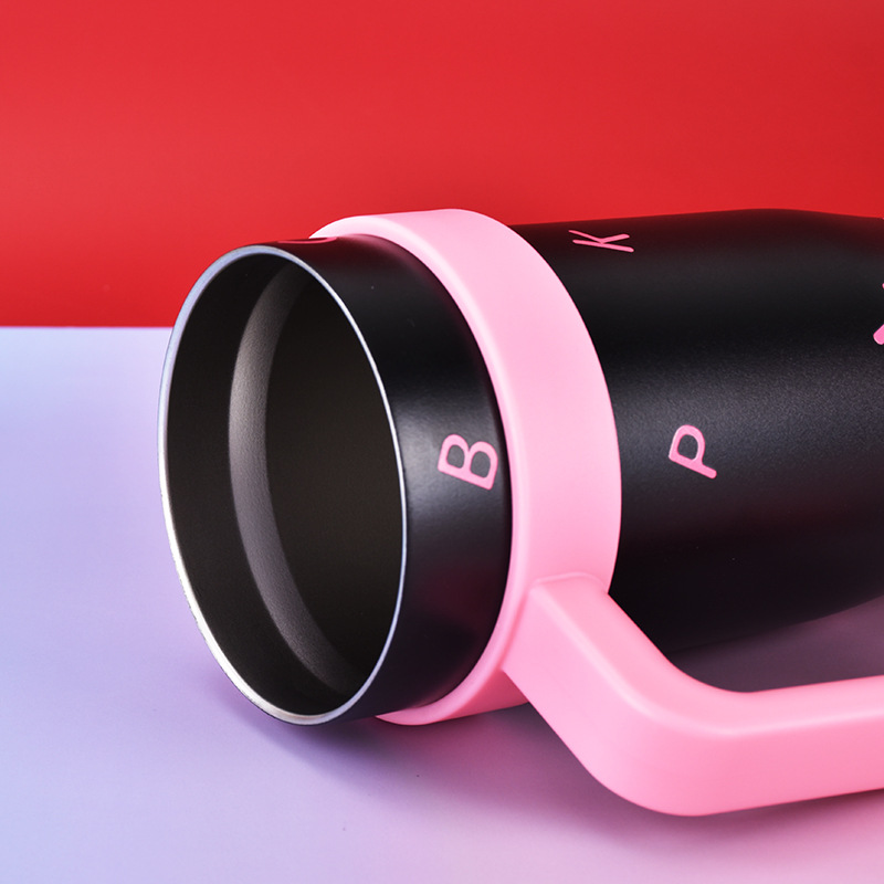 BLACKPINK Big Mac 40oz taza de helado chica de aspecto alto mango taza de paja coche portátil taza de coche