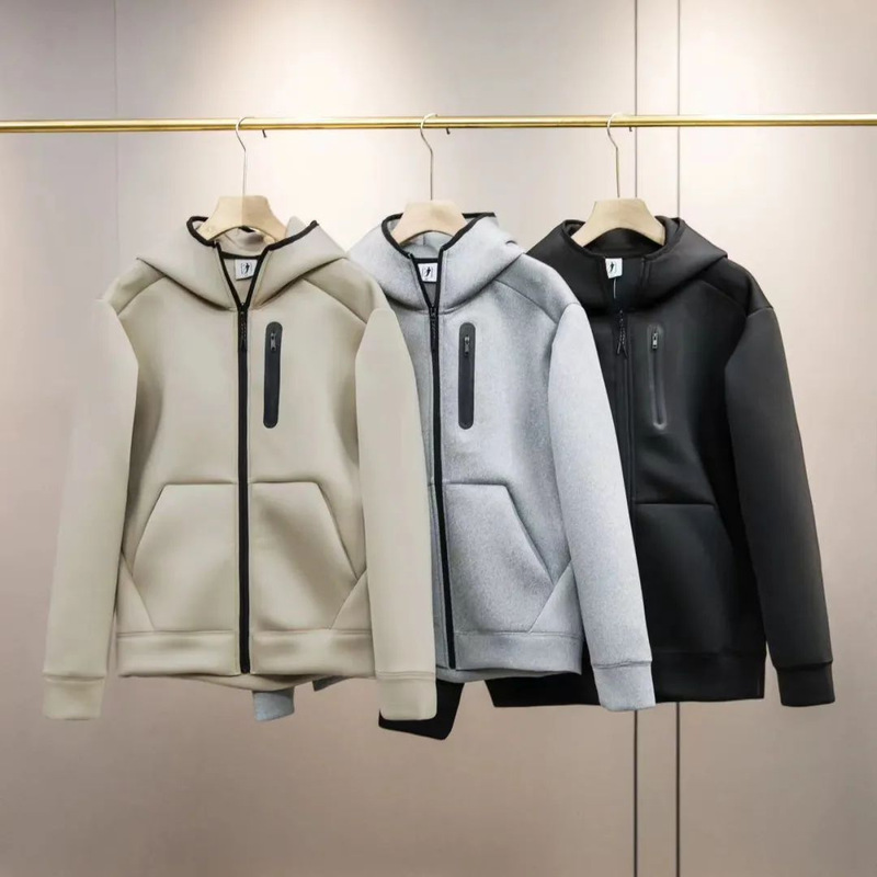 Air Layer Lightweight Rebound Fluffy Quick-Drying Japanese Men's Casual Sports Zipper Sweatshirt Cardigan Windbreaker Jacket