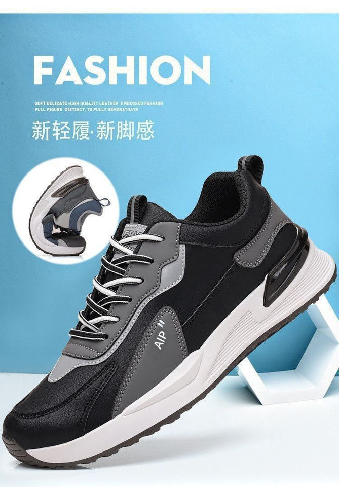 Giày thể thao nam cổ thấp dây buộc, đế EVA nhẹ, gót thấp 1–3 cm, phối màu, kiểu mới thu đông — Màu trắng, Màu xám, Màu đen chi tiết 9