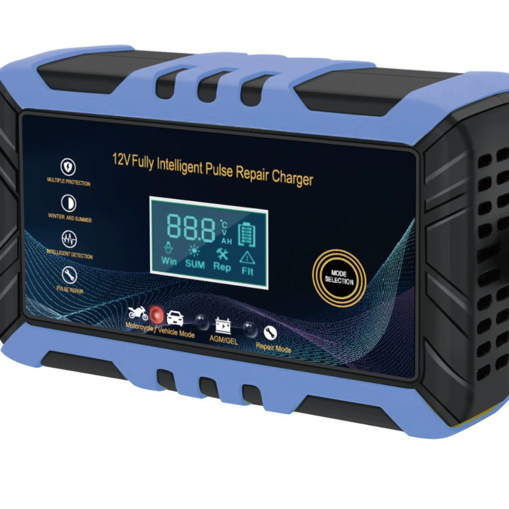 Зарядное устройство для мотоциклетных аккумуляторов 12В, интеллектуальное импульсное восстановление, ЖК-дисплей, для автомобильных аккумуляторов