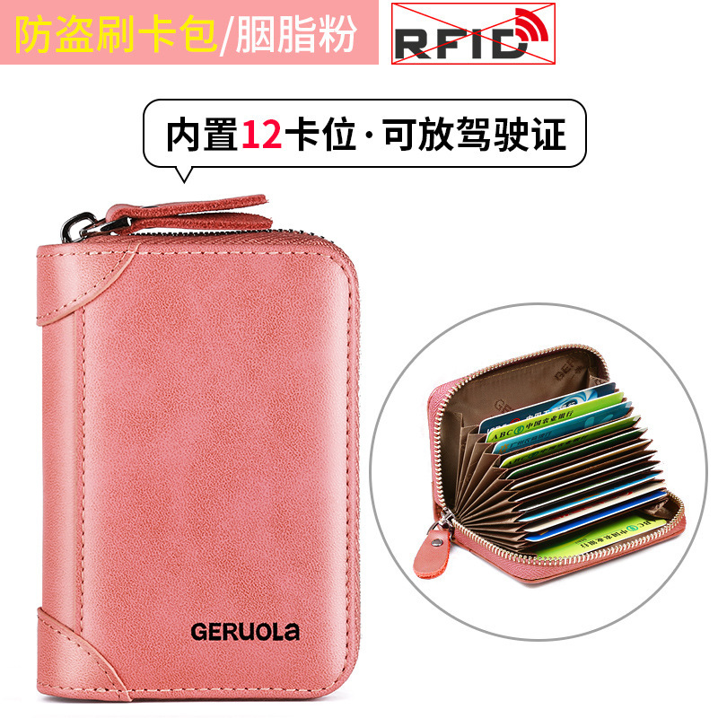 Guangzhou fábrica de cuero bolsas de tarjetas para hombres multi-tarjeta de cuero anti-magnetizante cremallera pequeña bolsa de tarjetas ultra delgada carnet de conducir para hombres