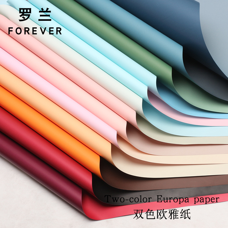 Venta directa de fábrica de papel de embalaje de flores impermeable bicolor Ouya papel ramo floristería floristería material de embalaje floral al por mayor