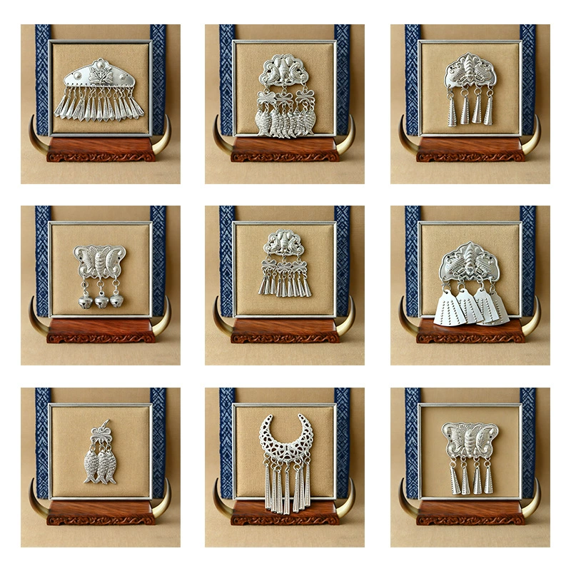 Оптовая Мяо одежда серебряные аксессуары меньшинства имитация серебра Алюминий Серебро аксессуары бабочка висит колокол