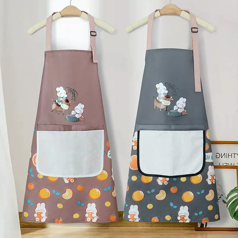 厂家批发卡通防水防油珊瑚绒擦手巾围裙无袖可调节肩带定 制LOGO