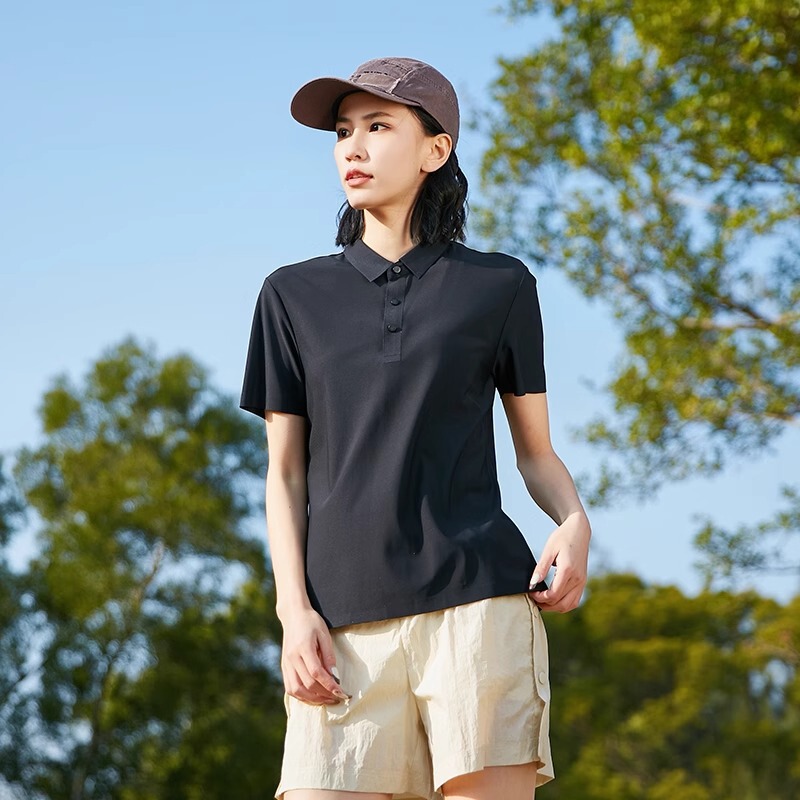 Traceless Ice Silk Non-ironing Men's Short-sleeved Business Dress Polo Shirt Casual Stretch Slim-fit Work Clothes Women's T-shirt