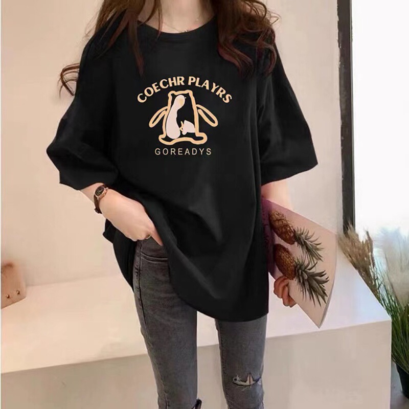 Summer New Cotton Short-sleeved T-shirt for Female Students Korean-style Loose Large Size Mid-length Half-sleeve Top Women's Trendy ins