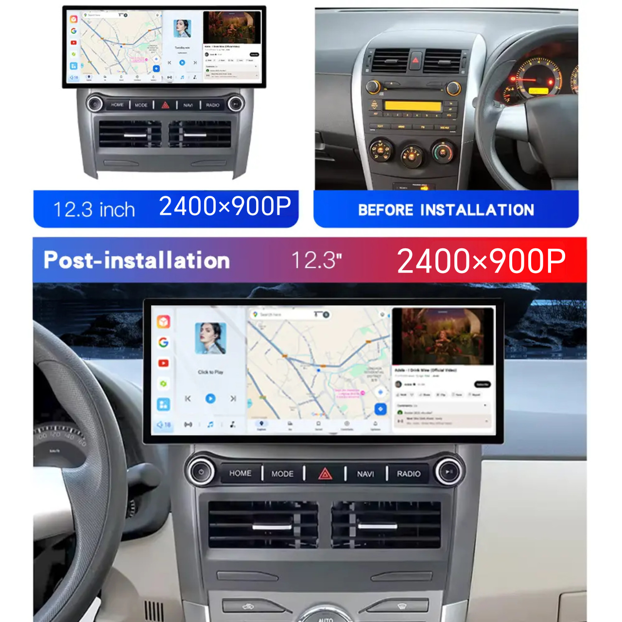 Cross-Border Hot-Selling Navigation System Suitable for Toyota Corolla 07-13 Models with Android Gps and Reversing Image 12.3inch Capaly