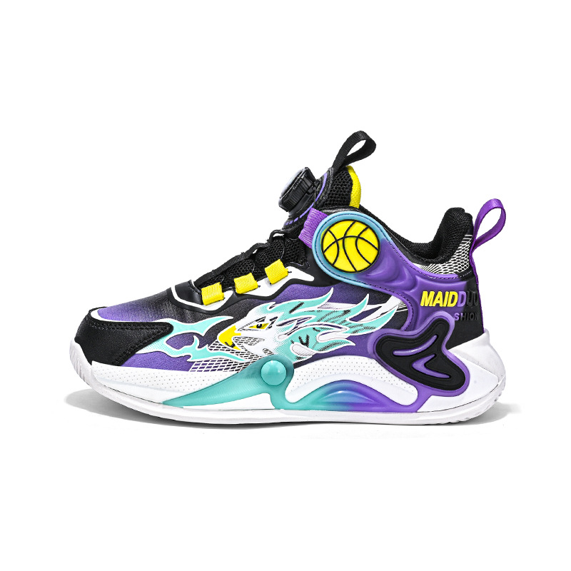 2024 niños respirantes zapatos de baloncesto amortiguadores de abrazadera giratoria zapatos de niños zapatos deportivos de malla primavera nuevo