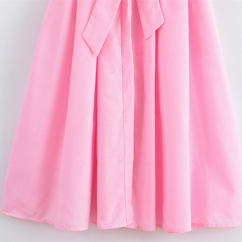 Women's Stylish Elegant Poplin Dress Summer New Arrival Short Sleeved Tie Waist Fashionable Clothing_ecoleips.com