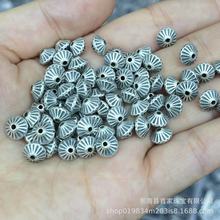 三七银复古做旧小飞碟复古做旧水波纹diy手链项链隔珠饰品配件隔