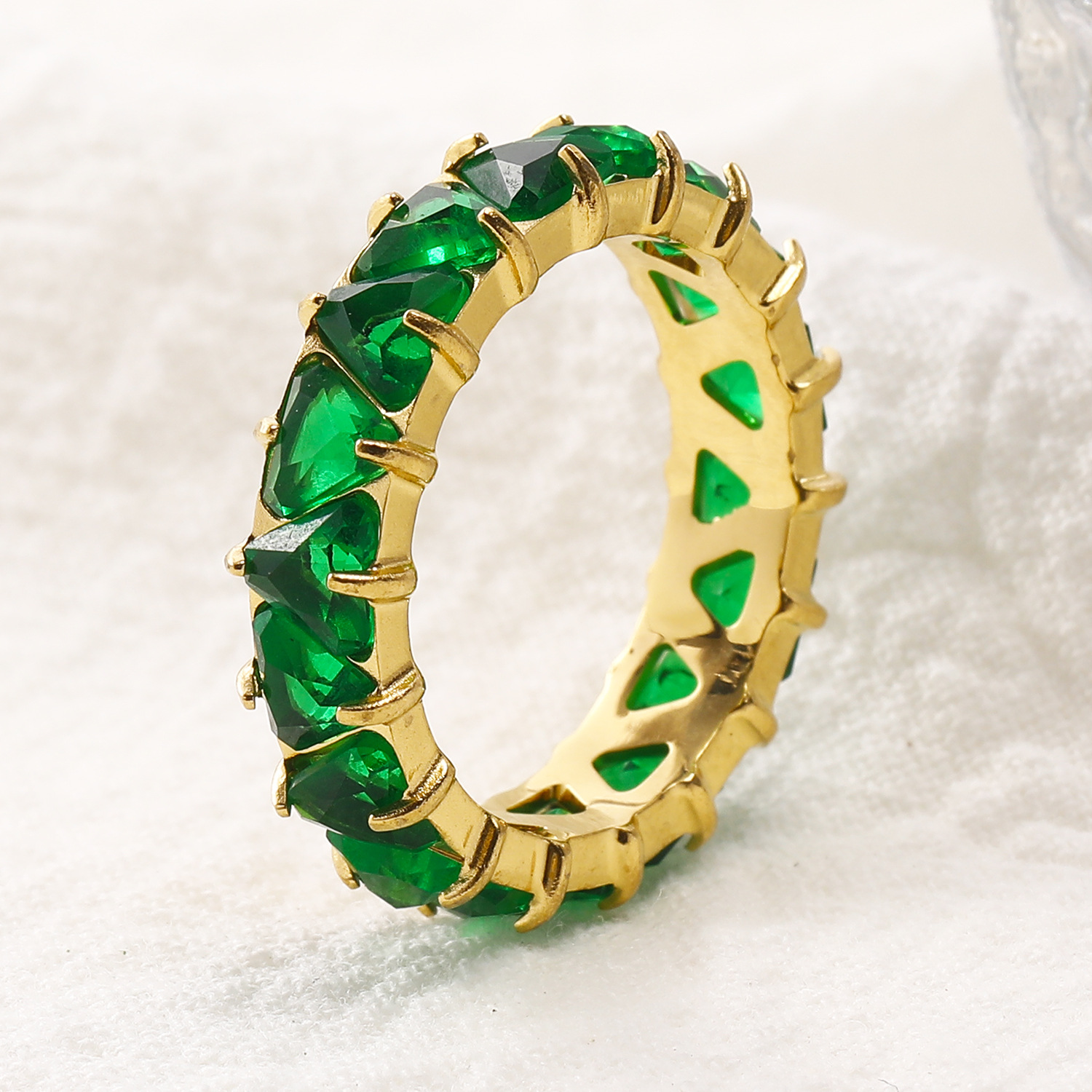 7, 8, 9 Ring Size Real Gold Plated Geometric Color Block 304 Stainless Steel Vintage Style Waterproof Non Tarnish Rings