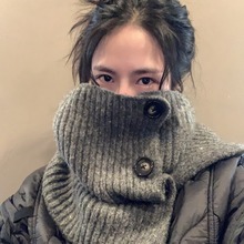 韩国ins复古保暖冬季新款围脖女好搭休闲脖套防寒护颈针织围巾潮