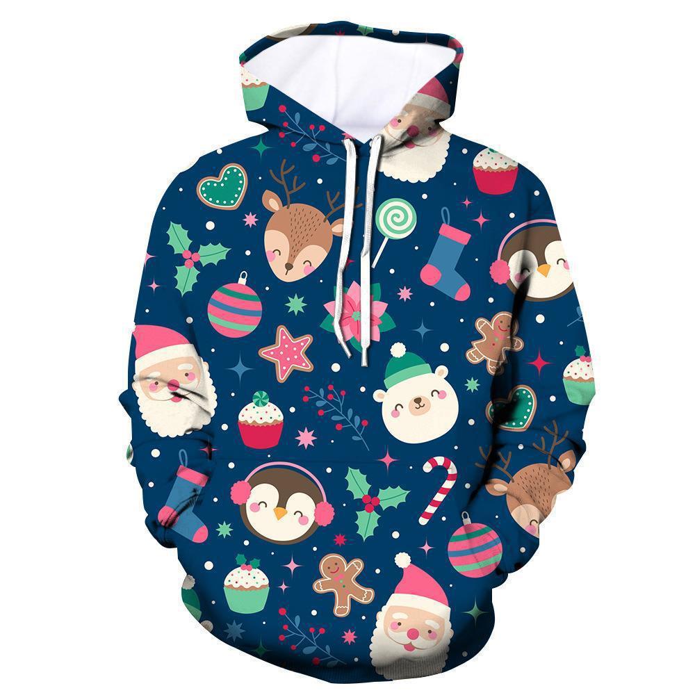 2024 Sudadera de moda transfronteriza de nuevo estilo europeo y americano Navidad 3D impresión digital sudadera con capucha para hombre suéter para niños