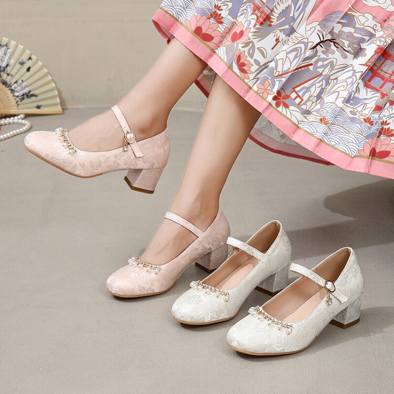 Spring and Autumn Children's Leather Shoes Women's Princess Shoes Low-top High-heeled Shoes for Middle and Big Children and Students New Shoes for Performance Girls Single-layer Shoes