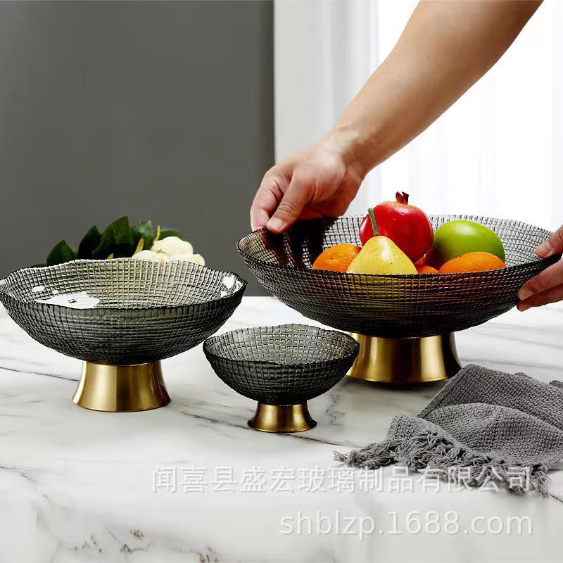 European -style light luxury glass fruit disk INS wind creative tea…