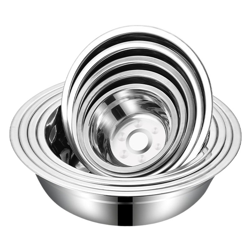 Factory Direct Sales Stainless Steel Soup Basin Multi-Functional Kitchen Vegetable Basin Commercial Thickened Canteen Iron Basin Household Stainless Steel Basin
