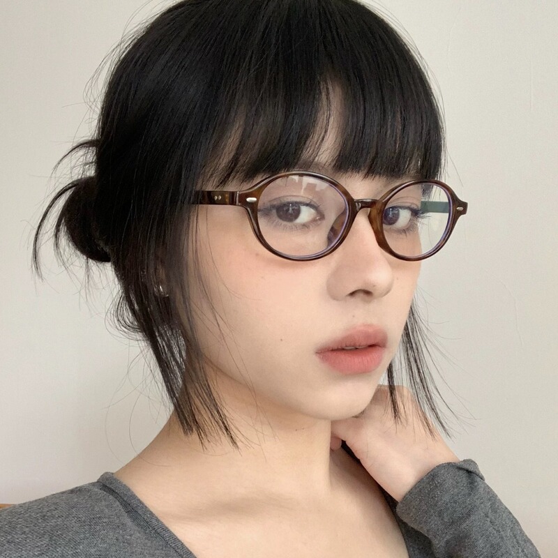 張元英と同じスタイルの女性用メガネフレーム、韓国風オタクレトロメガネ、小さなフレーム、多用途の無地メガネ、近視男性用|undefined