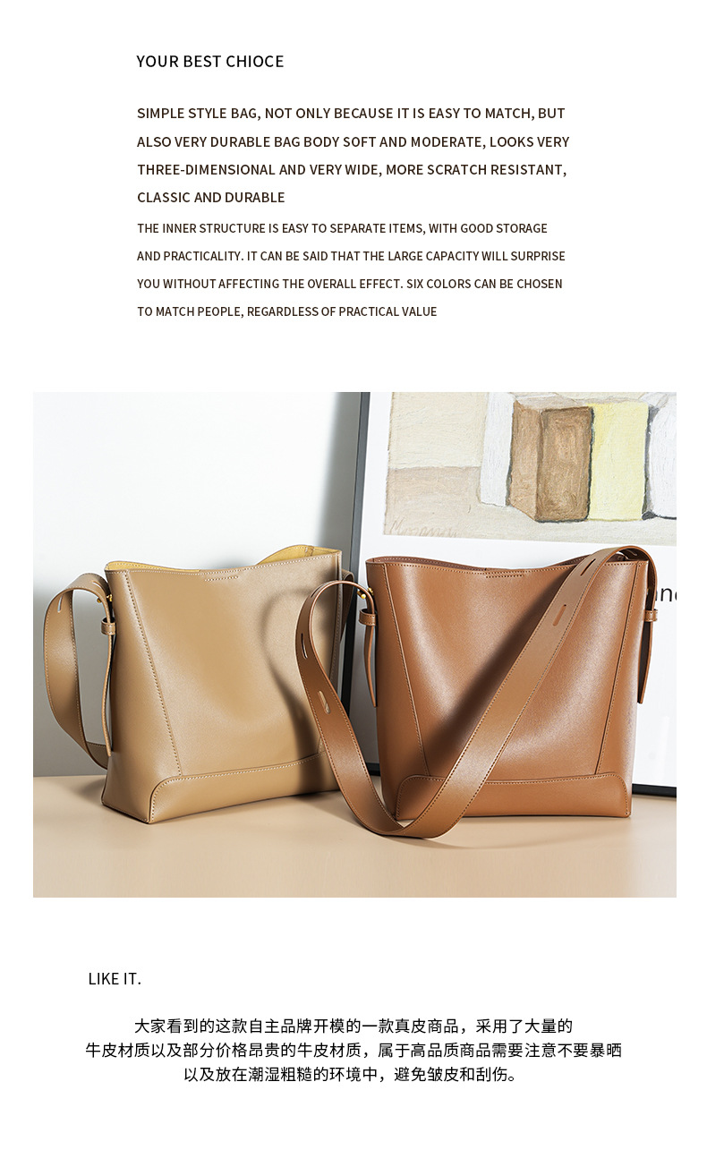Genuine Leather Tote Crossbody Bag Women's Large Capacity Shoulder
