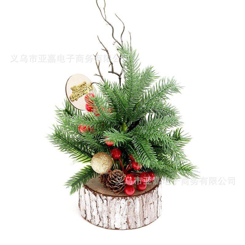 新款圣诞节摆件实木圣诞树桌面装饰品 家居桌面摆设场景布置道具|undefined