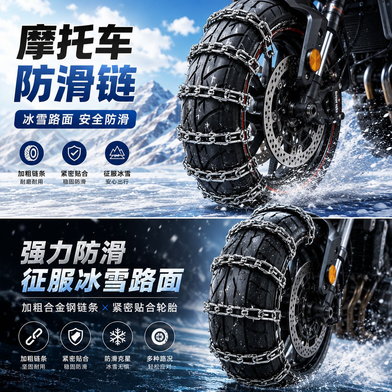 Motorcycle anti-skid chain, two-wheel tire anti-skid chain, electric vehicle 300-18 snow and mud terrain reinforced anti-skid chain