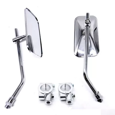 Modified Electric Motorcycle Rearview Mirror, Personalized Retro Mirror, Square Mirror, Round Mirror, Reverse Rear Mirror, Electric Bicycle Reflector (Motorcycle rearview mirror) - electroplated-square-with-base
